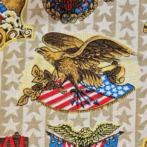 Vintage Americana Patriotic Fabric Curtain Panels Liberty Bell Eagle 6 Piece Lot